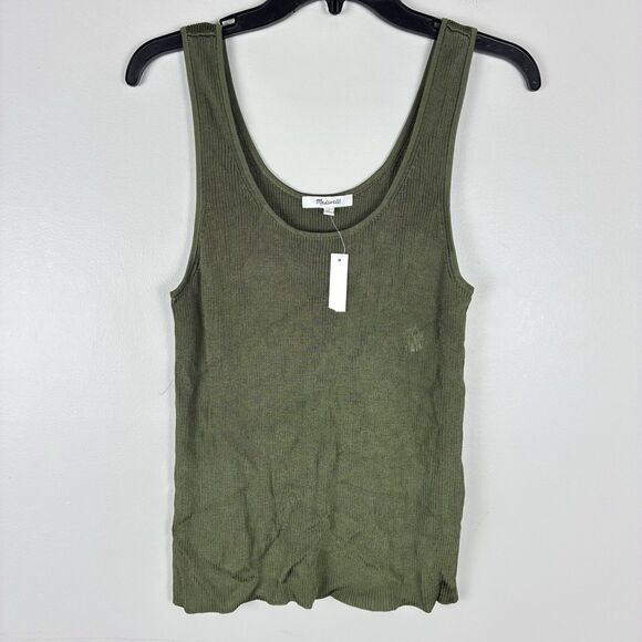 Madewell Scoop Neck Sweater Tank in Worn Olive Size Large NEW w Defect - Picture 8 of 9